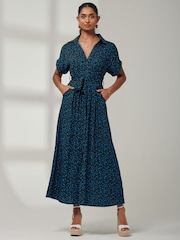 Jolie Moi Blue Drop Shoulder Shirt Maxi Dress - Image 1 of 6