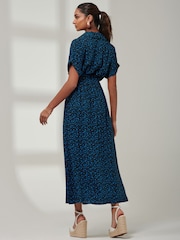 Jolie Moi Blue Drop Shoulder Shirt Maxi Dress - Image 2 of 6