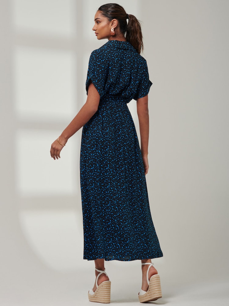 Jolie Moi Blue Drop Shoulder Shirt Maxi Dress - Image 2 of 6