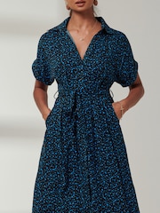 Jolie Moi Blue Drop Shoulder Shirt Maxi Dress - Image 3 of 6