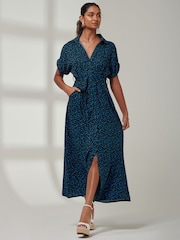 Jolie Moi Blue Drop Shoulder Shirt Maxi Dress - Image 5 of 6
