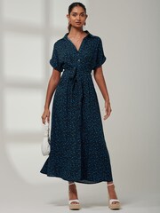 Jolie Moi Blue Drop Shoulder Shirt Maxi Dress - Image 6 of 6