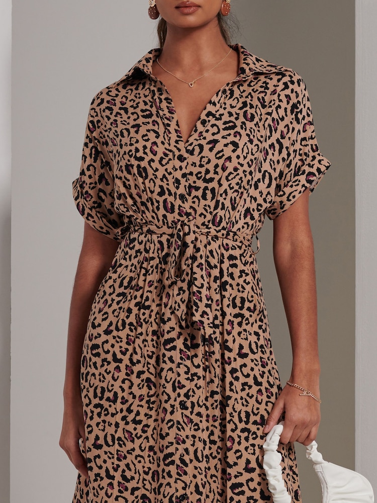 Jolie Moi Animal Drop Shoulder Shirt Maxi Dress - Image 3 of 6