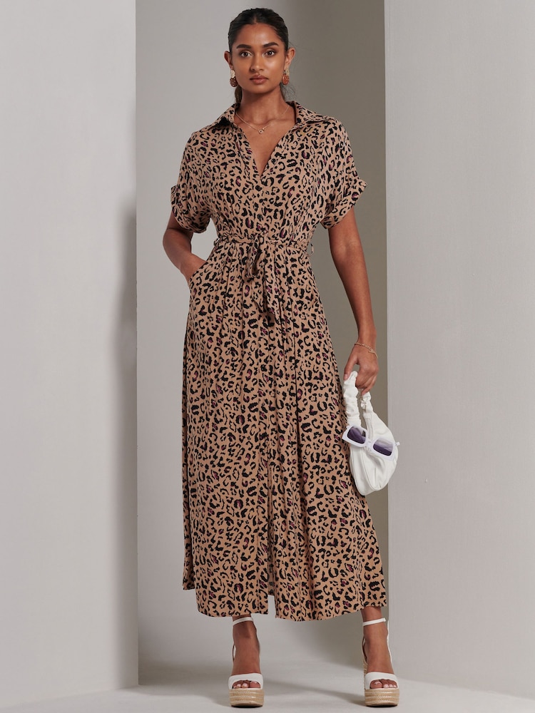 Jolie Moi Animal Drop Shoulder Shirt Maxi Dress - Image 4 of 6