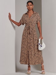 Jolie Moi Animal Drop Shoulder Shirt Maxi Dress - Image 6 of 6
