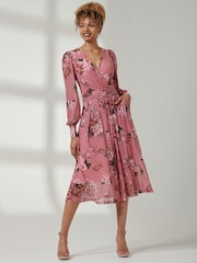 Pink - Jolie Moi Long sleeve Floral Print Dress - Bild 1 von 1