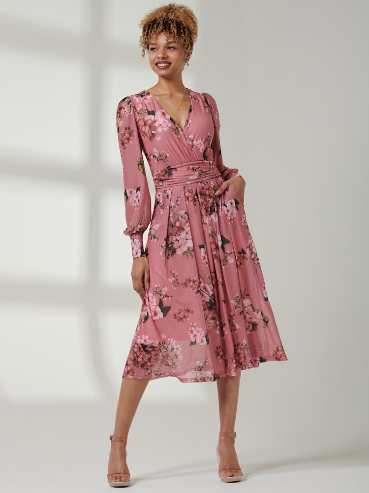Pink - Jolie Moi Long sleeve Floral Print Dress - Bild 1 von 1