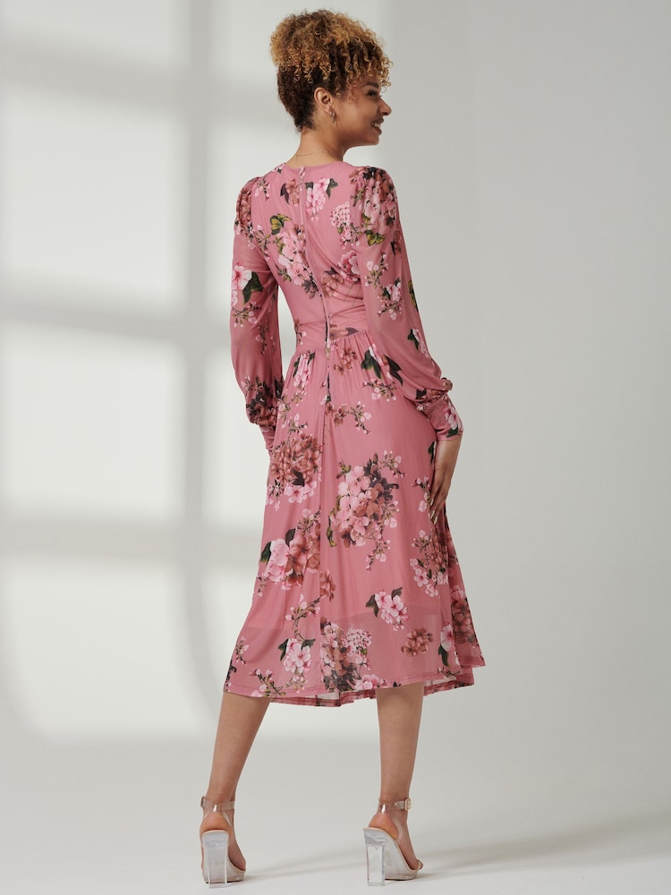 Jolie Moi Pink Long sleeve Floral Print Dress - Image 2 of 6