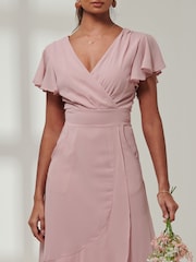 Jolie Moi Pink Vicky Chiffon Frill Maxi Dress - Image 3 of 6