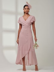 Jolie Moi Pink Vicky Chiffon Frill Maxi Dress - Image 5 of 6