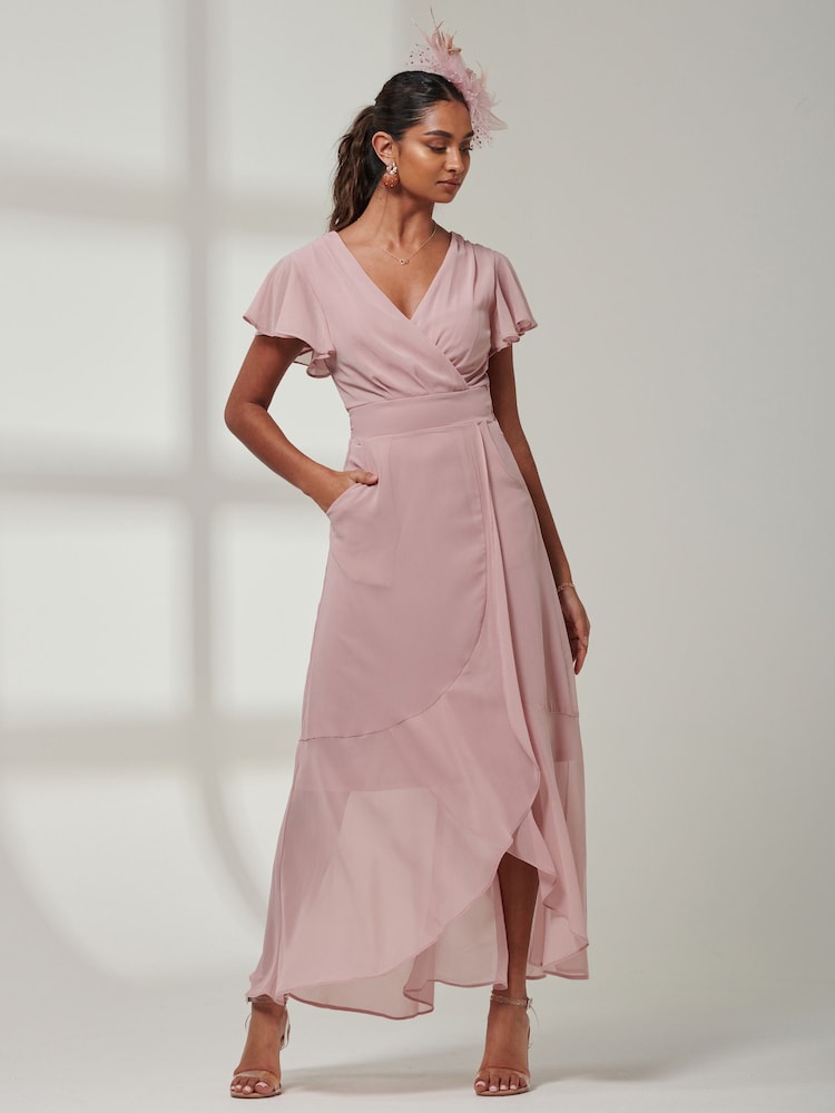 Pink - Jolie Moi Vicky Maxikleid aus Chiffon mit Rüschen - Bild 6 von 6 Pink - Jolie Moi Vicky Maxikleid aus Chiffon mit Rüschen - Bild 6 von 6