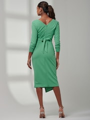 Jolie Moi Green Violetta 3/4 Sleeve Bodycon Dress - Image 2 of 6