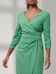 Jolie Moi Green Violetta 3/4 Sleeve Bodycon Dress - Image 3 of 6