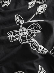 Black/White Embroidered Sleeved Maxi 100% Cotton Dress - Image 8 of 8