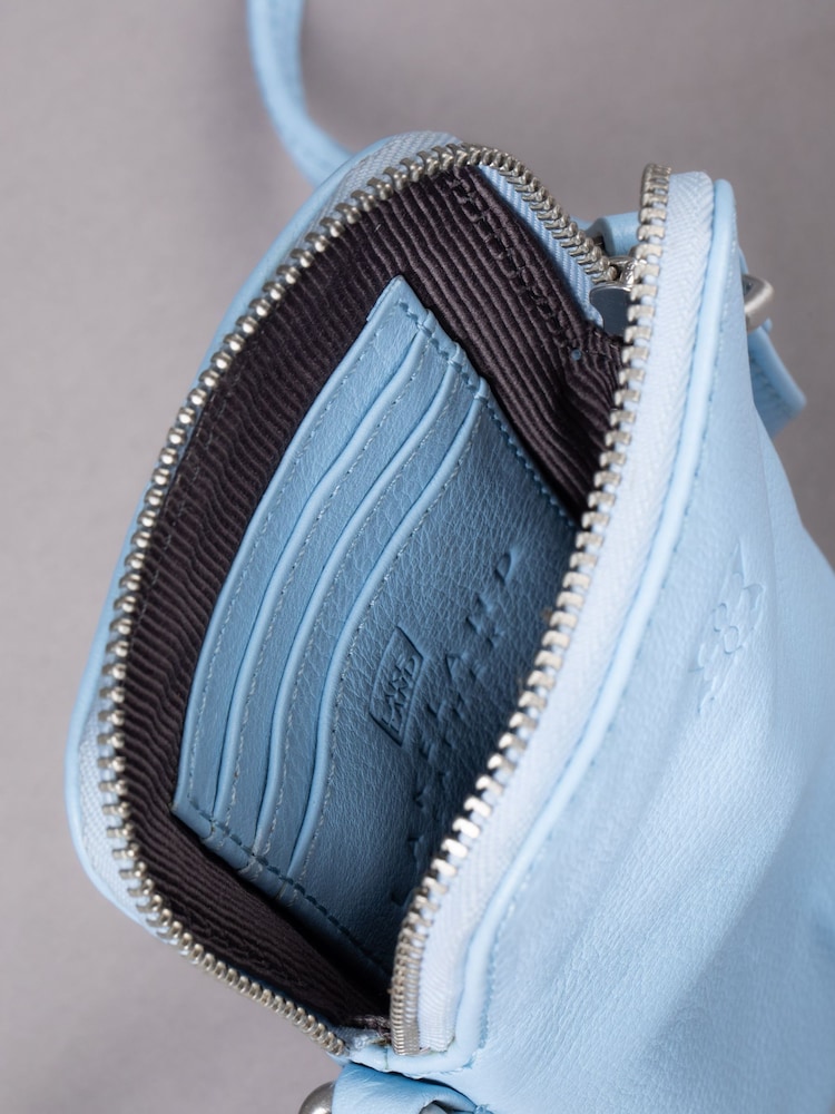 Lakeland Leather Blue Coniston Leather Cross-Body Phone Pouch - Image 6 of 6
