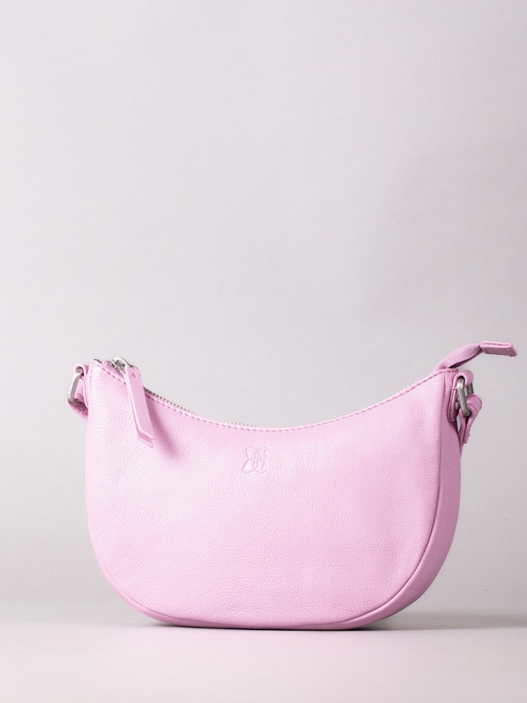 Lakeland Leather Pink Coniston Crescent Cross-Body Bag - Image 2 of 6 Lakeland Leather Pink Coniston Crescent Cross-Body Bag - Image 2 of 6