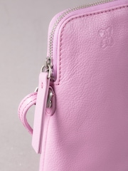 Lakeland Leather Pink Coniston Leather Cross-Body Phone Pouch - Image 4 of 6