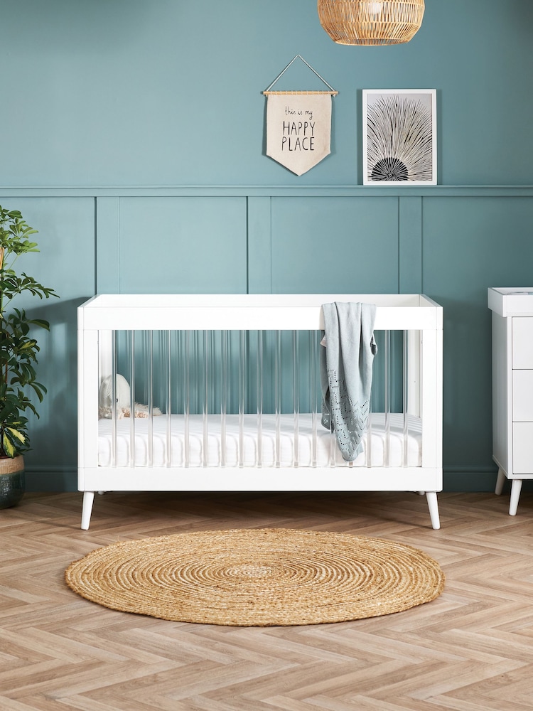 Obaby White with Acrylic Maya Nursery Cot Bed - Image 1 of 6