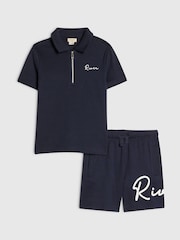 River Island River логотипі бар поло футболка және шорт жиынтығы - 5суретінің 1 суреті