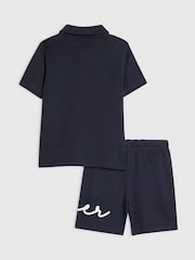 River Island River логотипі бар поло футболка және шорт жиынтығы - 5суретінің 2 суреті