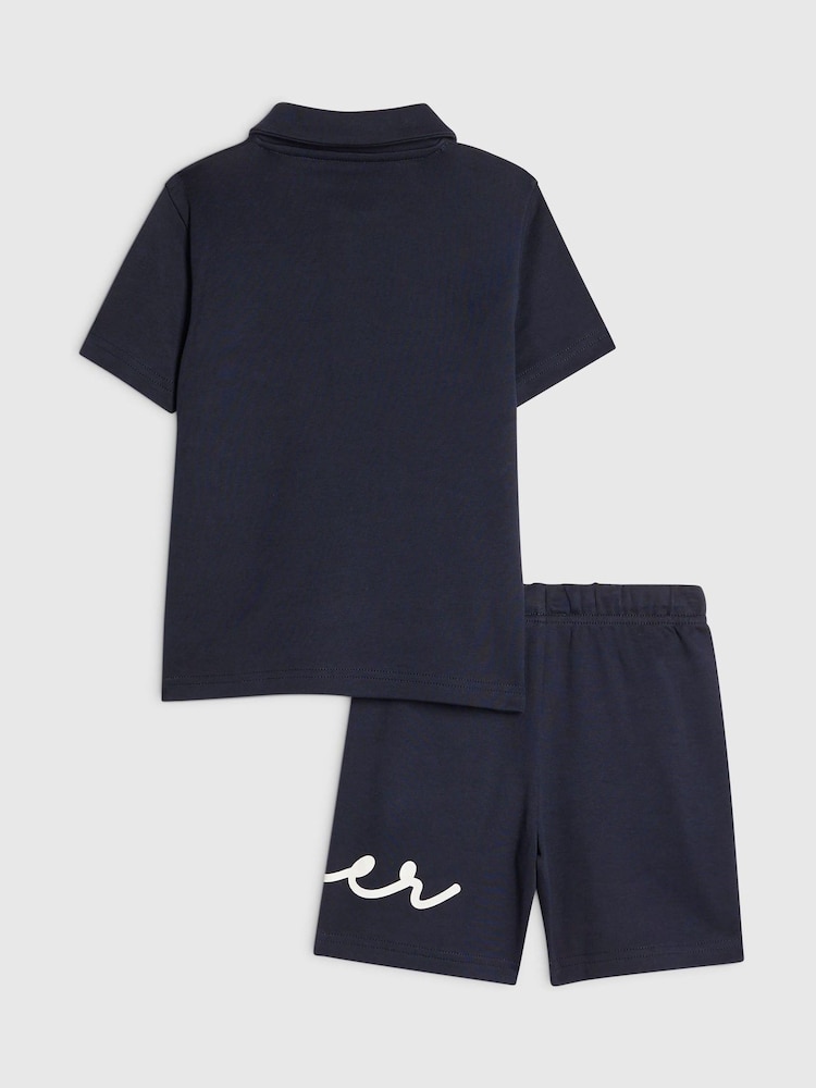 River Island River логотипі бар поло футболка және шорт жиынтығы - 5суретінің 2 суреті