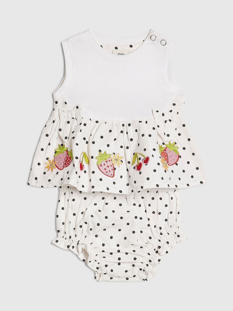 طقم توب وشورت بنقاط بولكا وتصميم Bloomer من River Island - صورة 1 من 5