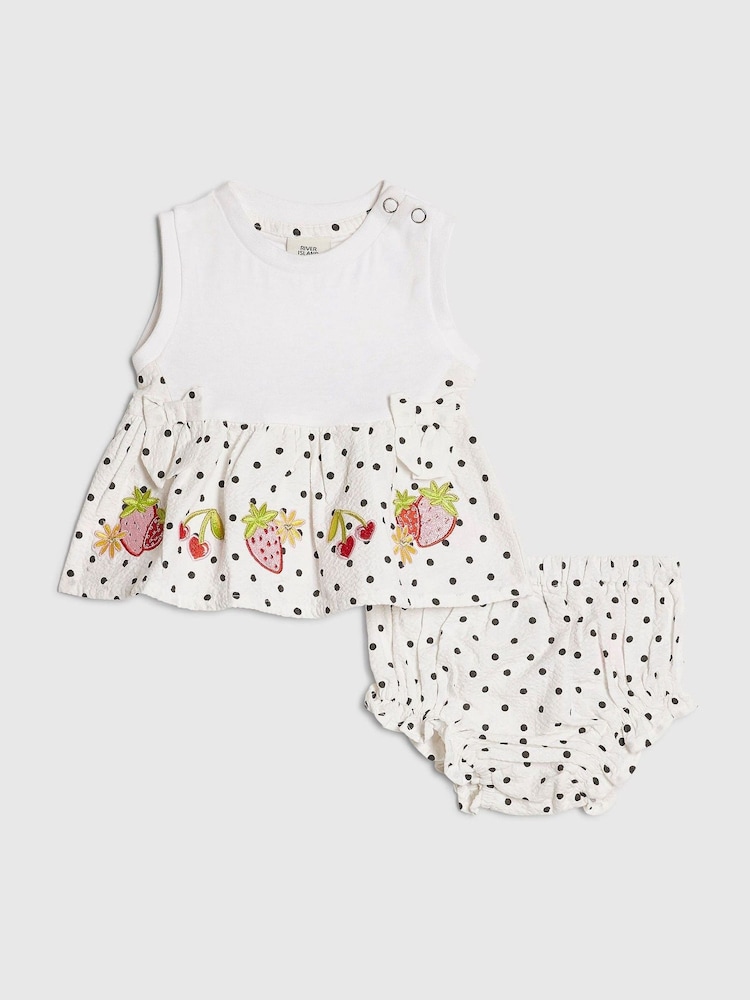 طقم توب وشورت بنقاط بولكا وتصميم Bloomer من River Island - صورة 2 من 5