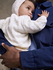 Chloé Baby Cream Textured Knitted All-In-One and Hat Set - Image 7 of 8