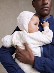 Chloé Baby Cream Textured Knitted All-In-One and Hat Set - Image 8 of 8