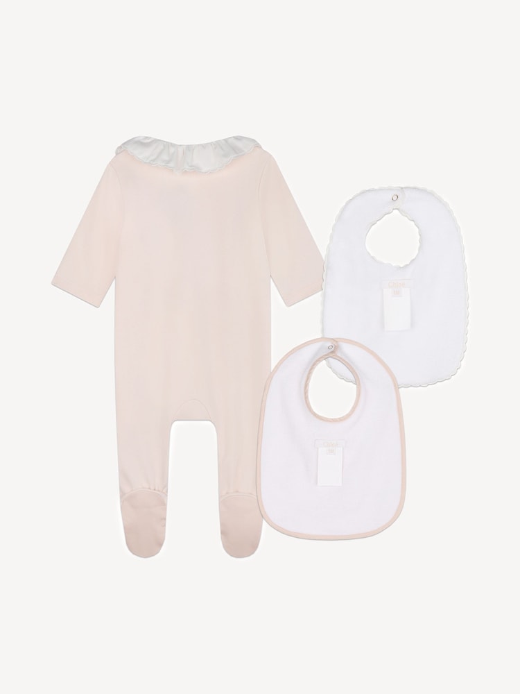 Chloé Baby Pink Sleepsuit And Bib Gift Set - Image 2 of 8