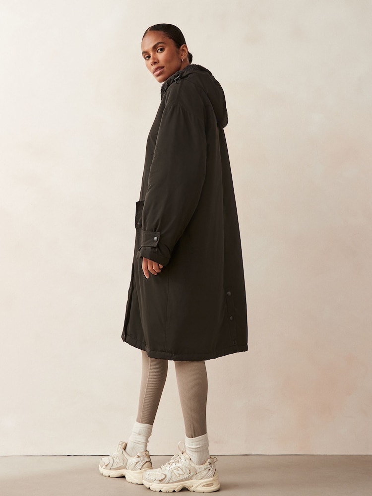 Urban Code Black Maxi Changing Coats With Shearling - Image 2 of 6