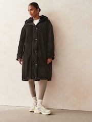Urban Code Black Maxi Changing Coats With Shearling - Image 3 of 6