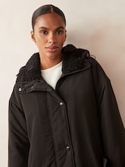 Urban Code Black Maxi Changing Coats With Shearling - Image 4 of 6