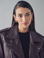 Urban Code Burgundy Leather Biker Jacket - Image 5 of 5