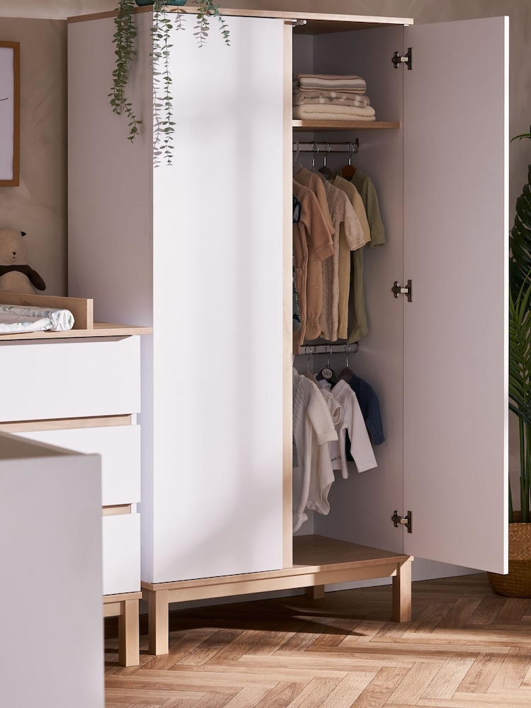 Obaby White Astrid Double Wardrobe - Image 2 of 6 Obaby White Astrid Double Wardrobe - Image 2 of 6