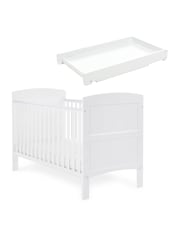 Obaby White Grace Cot Bed, Cot Top Changer and Fibre Mattress - Image 2 of 5