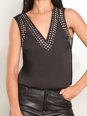 Lipsy Black V Neck Satin Trim Vest - Image 3 of 4