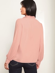 Lipsy Pink Ruffle Placket V Neck Blouse - Image 4 of 4