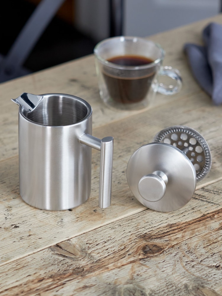 Stellar Brushed Silver 2.5 Cup Double-Wall Insulated Cafetiere 300ml - Image 2 of 3 Stellar Brushed Silver 2.5 Cup Double-Wall Insulated Cafetiere 300ml - Image 2 of 3
