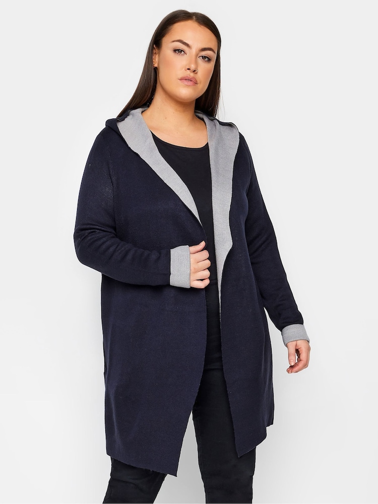 Evans Blue Hooded Longline Cardigan - Image 1 of 1