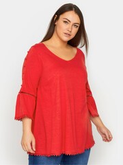 Evans Red Crochet Hem Tunic Top - Image 1 of 1