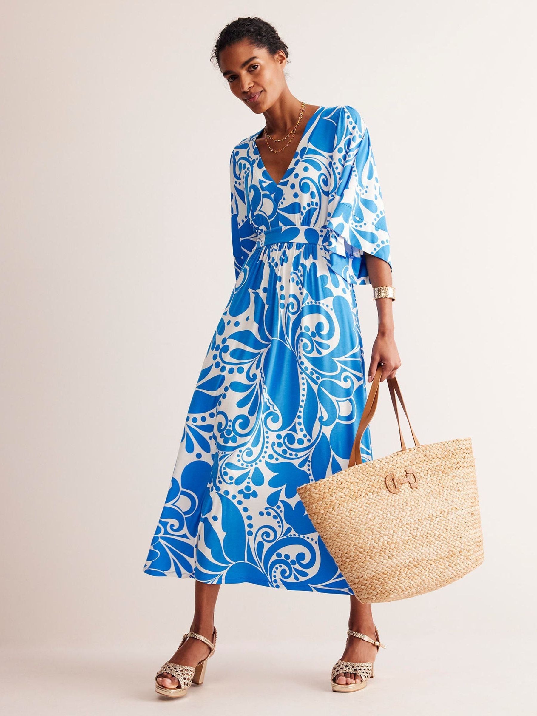 Buy Boden Blue Petite Kimono Jersey Maxi Dress from Next Luxembourg