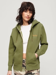 Superdry Olive Khaki Essential Logo Zip Hoodie - Image 1 of 6