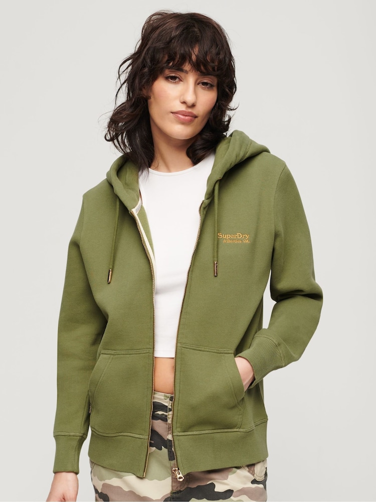 Superdry Olive Khaki Essential Logo Zip Hoodie - Image 1 of 6