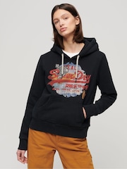 Superdry Black Tokyo Vintage Logo Graphic Hoodie - Image 1 of 7