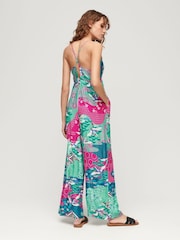 Superdry Purple Printed Cami Jumpsuit - Image 1 of 6
