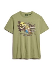 Superdry Green 100% Cotton LA Graphic T-Shirt - Image 4 of 6