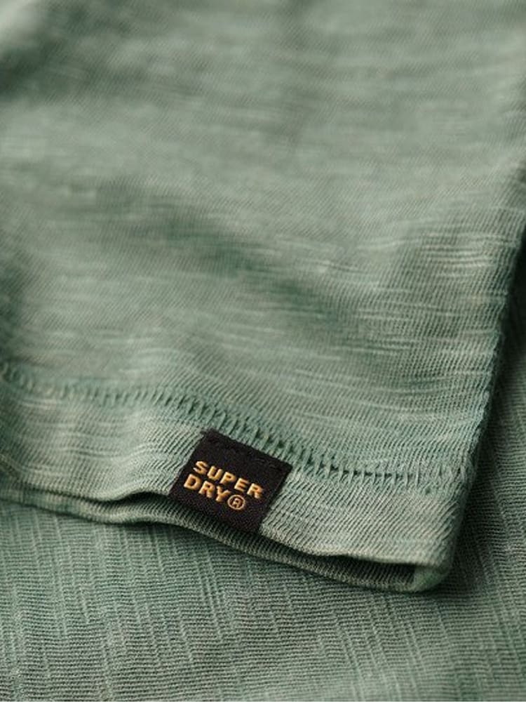 Superdry Green 100% Cotton Crew Neck Slub Short Sleeved T-Shirt - Image 6 of 6