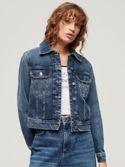 Superdry Blue Slim Denim Trucker Jacket - Image 1 of 6