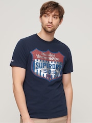 Superdry Blue 100% Cotton Gasoline Workwear T-Shirt - Image 1 of 6